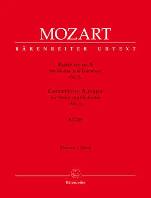 Baerenreiter Verlag - Concerto for Violin and Orchestra No. 5 in a Major K. 219 - Mozart - Score, Urtext Edition - Violin, Orchestra