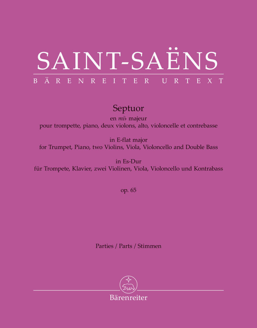 Septuor for Trumpet, Piano, Two Violins, Viola, Violoncello and Double Bass in E-flat Major Op. 65 - Saint-saens - Set of Parts, Urtext Edition - Orchestra