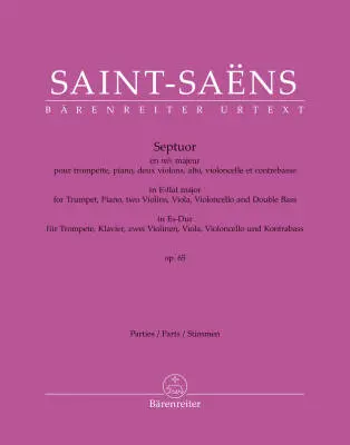 Baerenreiter Verlag - Septuor for Trumpet, Piano, Two Violins, Viola, Violoncello and Double Bass in E-flat Major Op. 65 - Saint-saens - Set of Parts, Urtext Edition - Orchestra