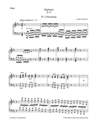 Septuor for Trumpet, Piano, Two Violins, Viola, Violoncello and Double Bass in E-flat Major Op. 65 - Saint-saens - Set of Parts, Urtext Edition - Orchestra