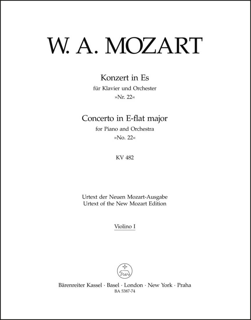 Concerto No. 22 in E-flat Major K. 482 - Mozart - Violin I Part