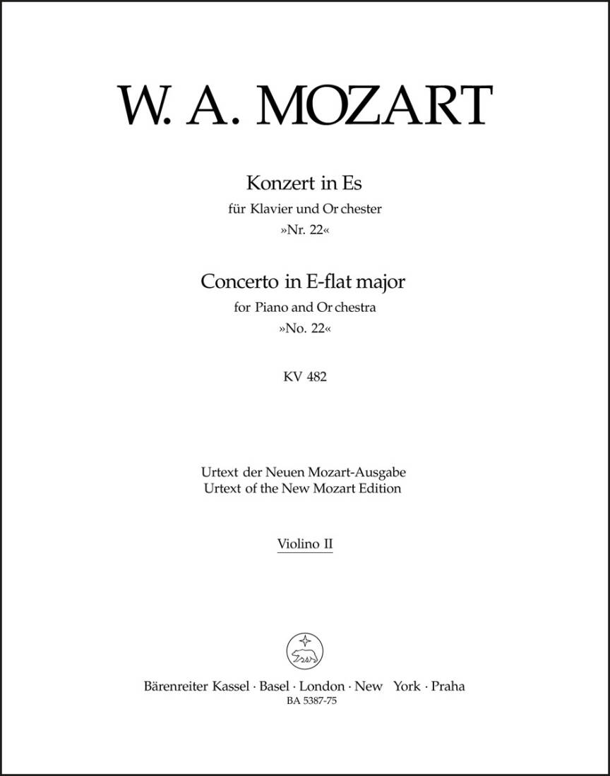 Concerto No. 22 in E-flat Major K. 482 - Mozart - Violin II Part