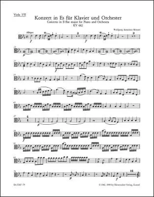 Concerto No. 22 in E-flat Major K. 482 - Mozart - Viola I/Viola II Part