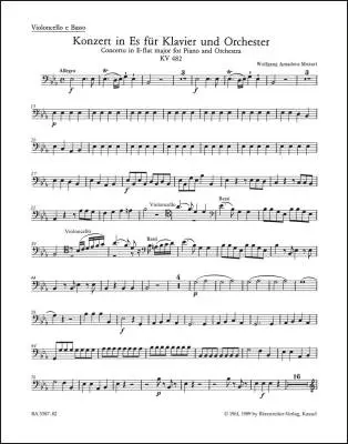 Concerto No. 22 in E-flat Major K. 482 - Mozart - Celllo/Double Bass Part