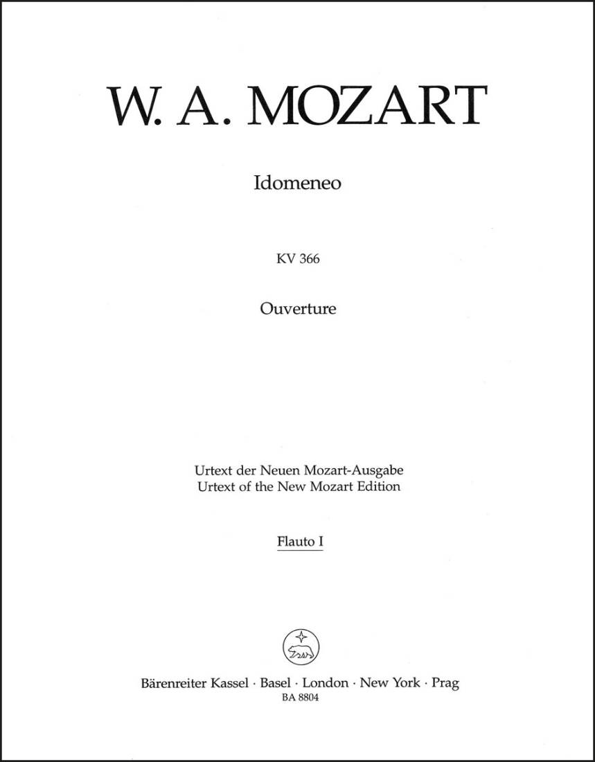 Idomeneo K. 366 - Mozart - Wind Set, Urtext Edition
