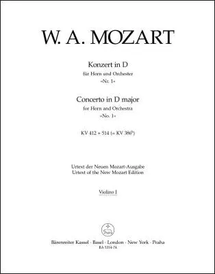 Baerenreiter Verlag - Concerto No. 1 in D Major K. 412 + 514 (386b) - Mozart - Violin I Part, Urtext Edition
