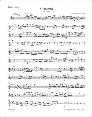 Concerto in a Minor BWV 1044 \'\'Triple Concerto\'\' - Bach - Flute Part, Urtext Edition