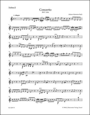 Concerto in a Minor BWV 1044 ''Triple Concerto'' - Bach - Violin II Part, Urtext Edition