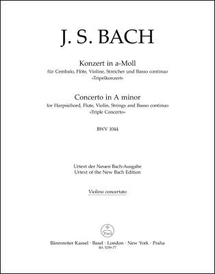 Concerto in a Minor BWV 1044 ''Triple Concerto'' - Bach - Violin Part, Urtext Edition