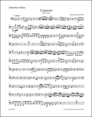 Concerto in a Minor BWV 1044 ''Triple Concerto'' - Bach - Cello/Violin Part, Urtext Edition