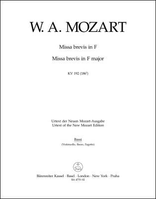 Missa Brevis in F Major K. 192 (186f) - Mozart - Cello/Double Bass/Bassoon Part, Urtext Edition