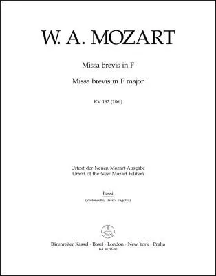 Missa Brevis in F Major K. 192 (186f) - Mozart - Cello/Double Bass/Bassoon Part, Urtext Edition