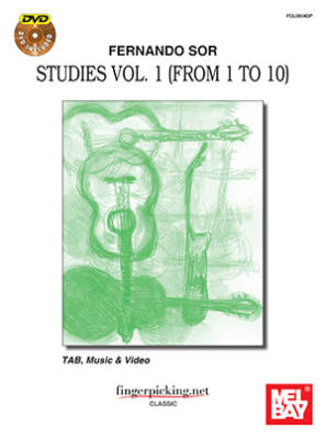 Mel Bay - Studies Vol. 1 (from 1 to 10) - Sor - Classical Guitar - Book/DVD