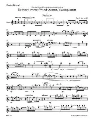 Wind Quintet Op. 10 - Haas - Set of Parts, Urtext Edition - Wind Instruments Quintet