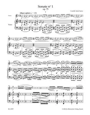 Sonata No. 1 for Violin and Piano in D Minor Op. 75 - Saint-Saens - Performance Score, Urtext Edition - Violin, Piano