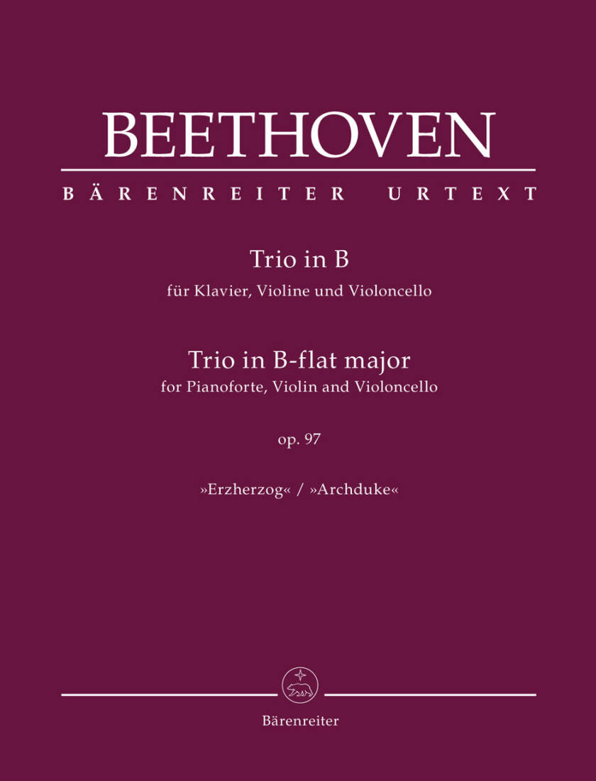 Trio for Pianoforte, Violin and Violoncello Op. 97 - Beethoven - Performance Score, Part, Urtext Edition - Piano, Violin, Violoncello