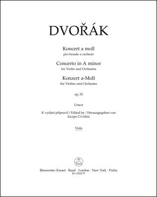 Concerto for Violin and Orchestra in a Minor Op. 53 - Dvorak - Viola Part, Urtext Edition