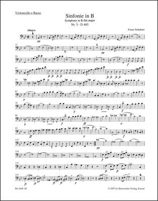 Symphony No. 5 in B-flat Major D 485 - Schubert - Cello/Double Bass Part, Urtext Edition