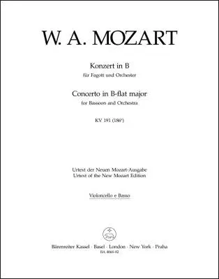 Concerto in B-flat Major K. 191(186e) - Mozart - Cello/Double Bass Part, Urtext Edition