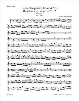 Brandenburg Concerto No. 2 in F Major BWV 1047 - Bach - Wind Set, Urtext Edition