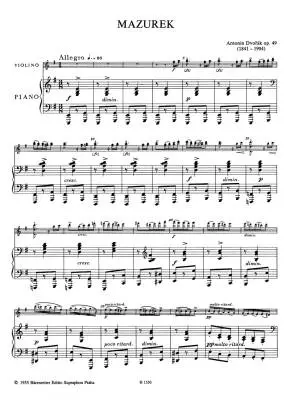 Mazurek for Violin and Orchestra in E Minor Op. 49 - Dvorak - Performance Score, Part - Violin, Piano