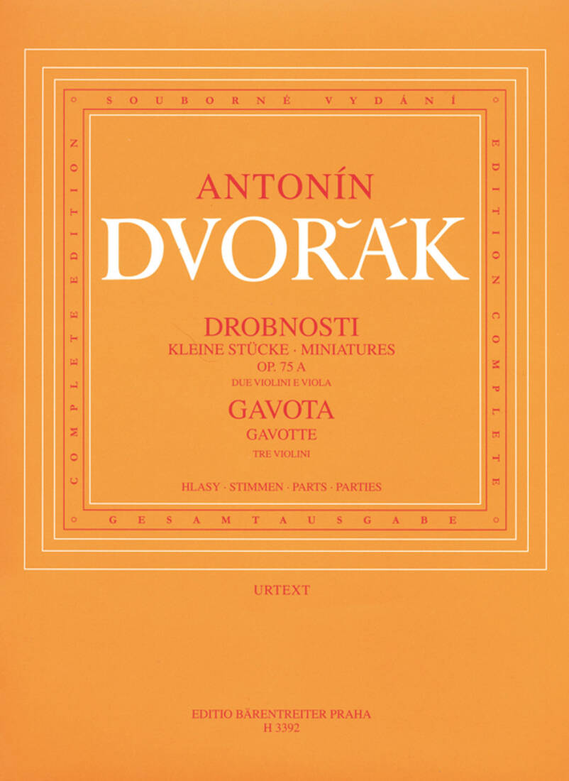 Kleine Stucke Op. 75a / Gavotte B 164 fur Zwei Violinen und Viola oder Drei Violinen - Dvorak - Set of Parts - Violin, Viola