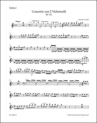 Concerto in G Minor RV 531 - Vivaldi - Violin I Part, Urtext Edition
