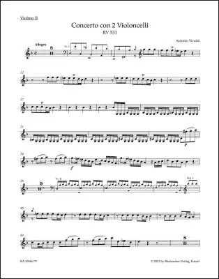 Concerto in G Minor RV 531 - Vivaldi - Violin II Part, Urtext Edition