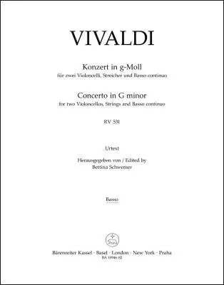Concerto in G Minor RV 531 - Vivaldi - Basso Part, Urtext Edition