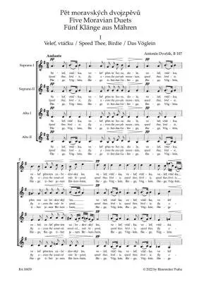 Five Moravian Duets B 107 - Dvorak - Choral Score, Urtext Edition
