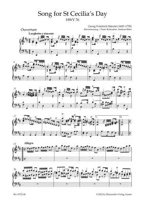 Song for St Cecilia\'s Day HWV 76 - Handel - Vocal Score, Urtext Edition - Soloists, Mixed Choir (Satb), Orchestra