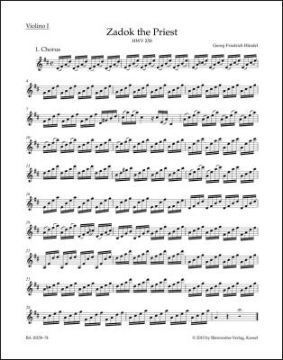 Zadok the Priest HWV 258 - Handel - Violin I Part, Urtext Edition
