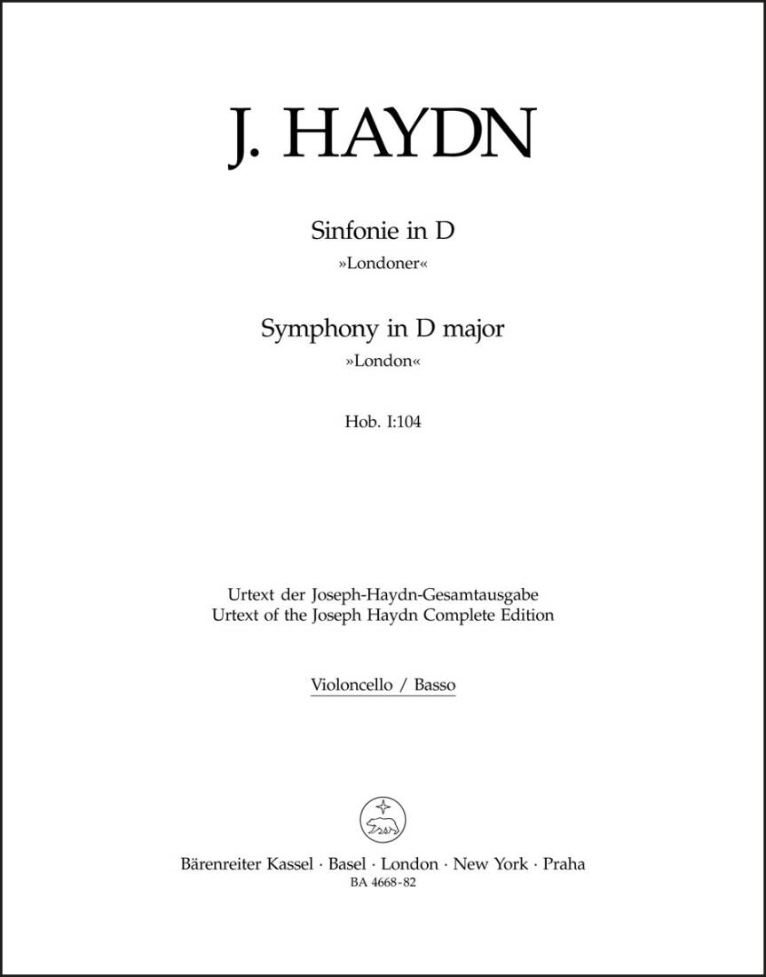 Symphony in D Major Hob.i :104 \'\'London Symphony No. 12\'\' - Haydn - Part, Urtext Edition