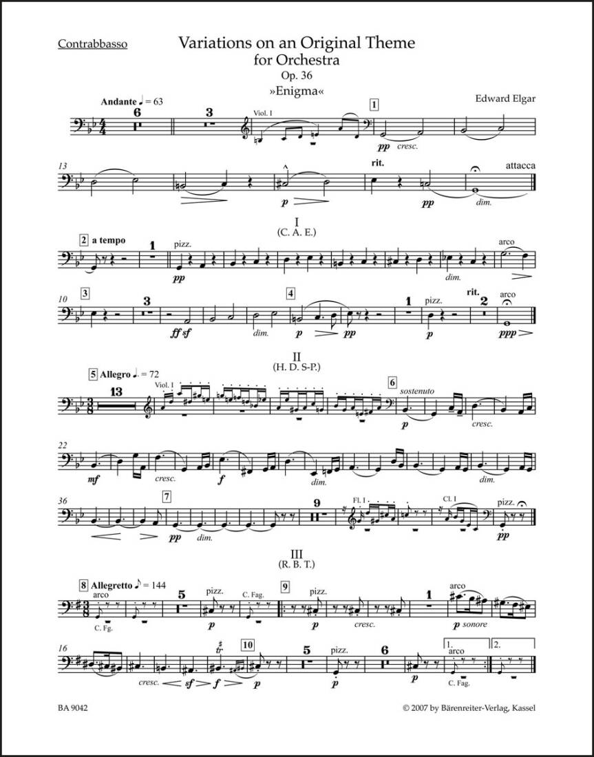 Variations on an Original Theme for Orchestra Op. 36 \'\'Enigma\'\' - Elgar - Part, Urtext Edition - Orchestra