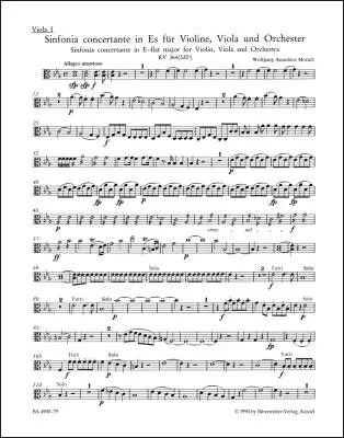 Sinfonia Concertante for Violin, Viola and Orchestra in E-flat Major K. 364 (320d) - Mozart - Part, Urtext Edition