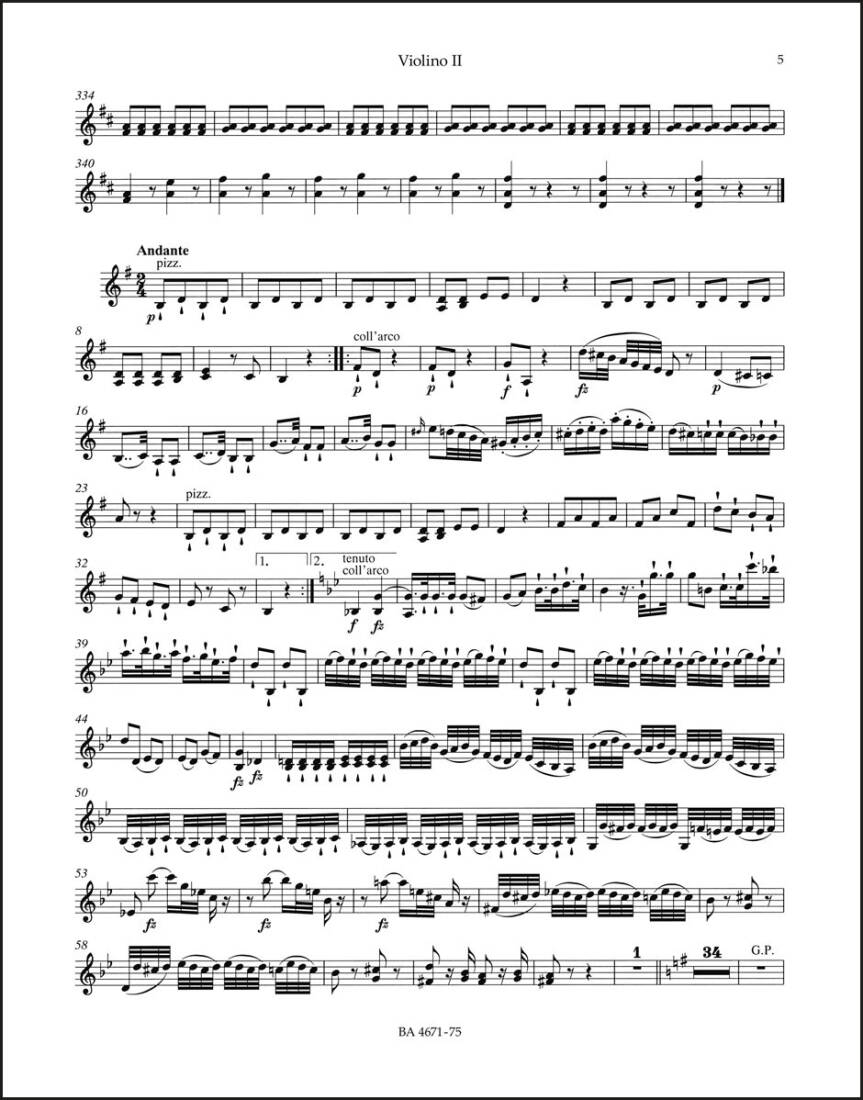 London Symphony No. 8 in D Major Hob.I:101 \'\'the Clock\'\' - Haydn - Violin II Part, Urtext Edition
