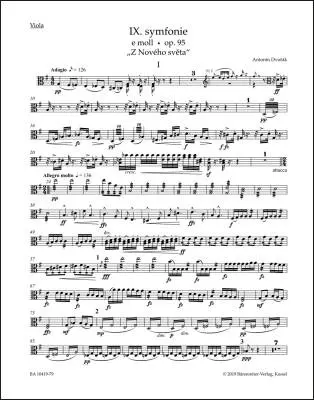 Baerenreiter Verlag - Symphony No. 9 in E Minor Op. 95 New World - Dvorak - Viola Part, Urtext Edition