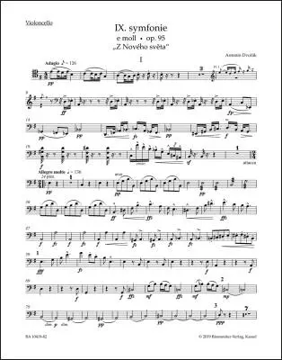 Baerenreiter Verlag - Symphony No. 9 in E Minor Op. 95 New World - Dvorak - Cello Part, Urtext Edition