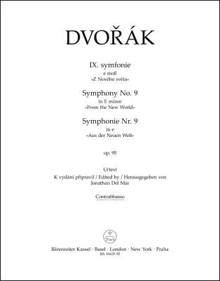 Baerenreiter Verlag - Symphony No. 9 in E Minor Op. 95 New World - Dvorak - Double Bass Part, Urtext Edition