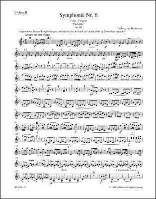 Symphony No. 6 in F Major Op. 68 \'\'Pastorale\'\' - Beethoven - Violin II Part, Urtext Edition