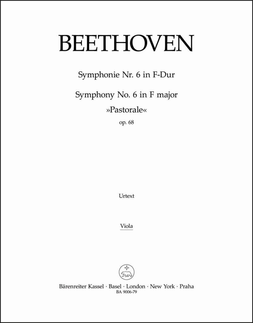 Symphony No. 6 in F Major Op. 68 \'\'Pastorale\'\' - Beethoven - Viola Part, Urtext Edition