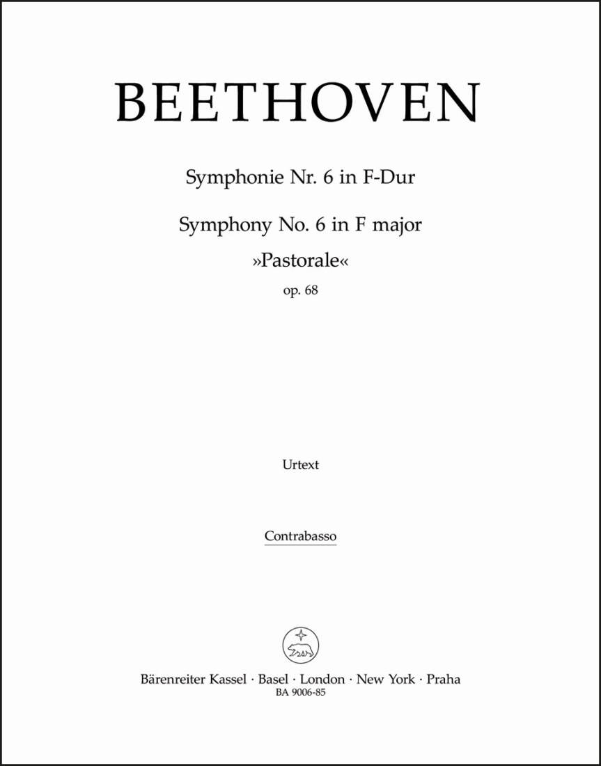 Symphony No. 6 in F Major Op. 68 \'\'Pastorale\'\' - Beethoven - Double Bass Part, Urtext Edition