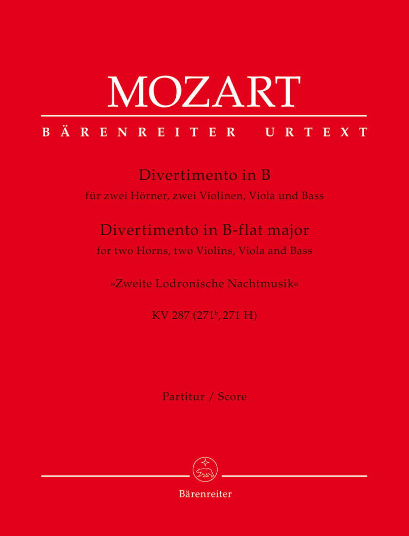 Divertimento in B-flat Major K. 287 \'\'Zweite Lodronische Nachtmusik\'\' - Mozart - Score, Urtext Edition - Orchestra