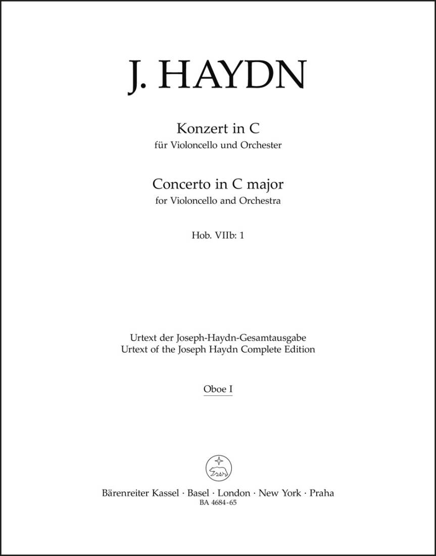 Concerto for Violoncello and Orchestra in C Major Hob.viib:1 - Haydn - Wind Set, Urtext Edition