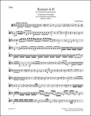 Concerto for Violoncello and Orchestra in D Major Hob. Viib:2 - Haydn - Part, Urtext Edition
