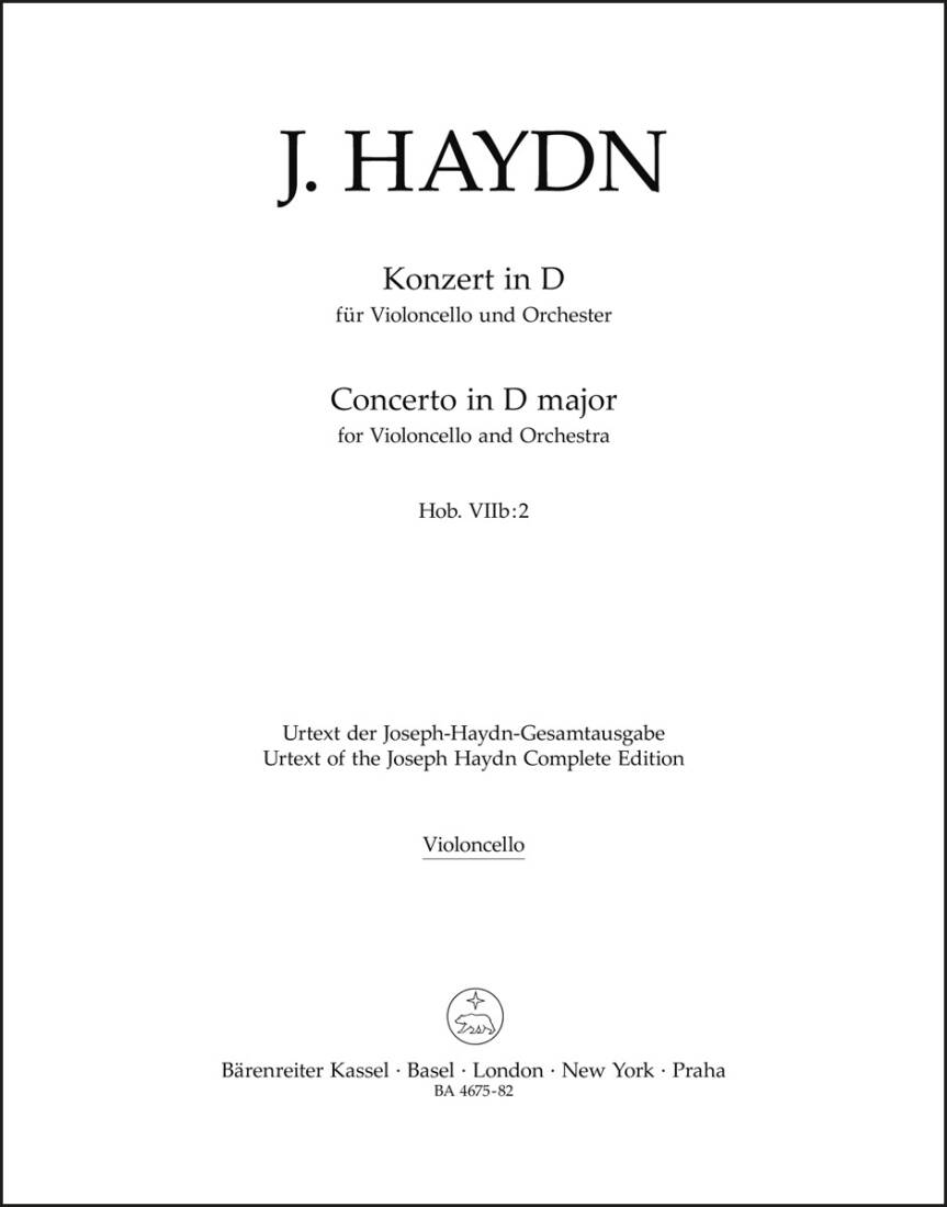 Concerto for Violoncello and Orchestra in D Major Hob. Viib:2 - Haydn - Part, Urtext Edition