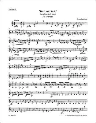 Baerenreiter Verlag - Symphony No. 6 in C Major D 589 - Schubert - Part, Urtext Edition