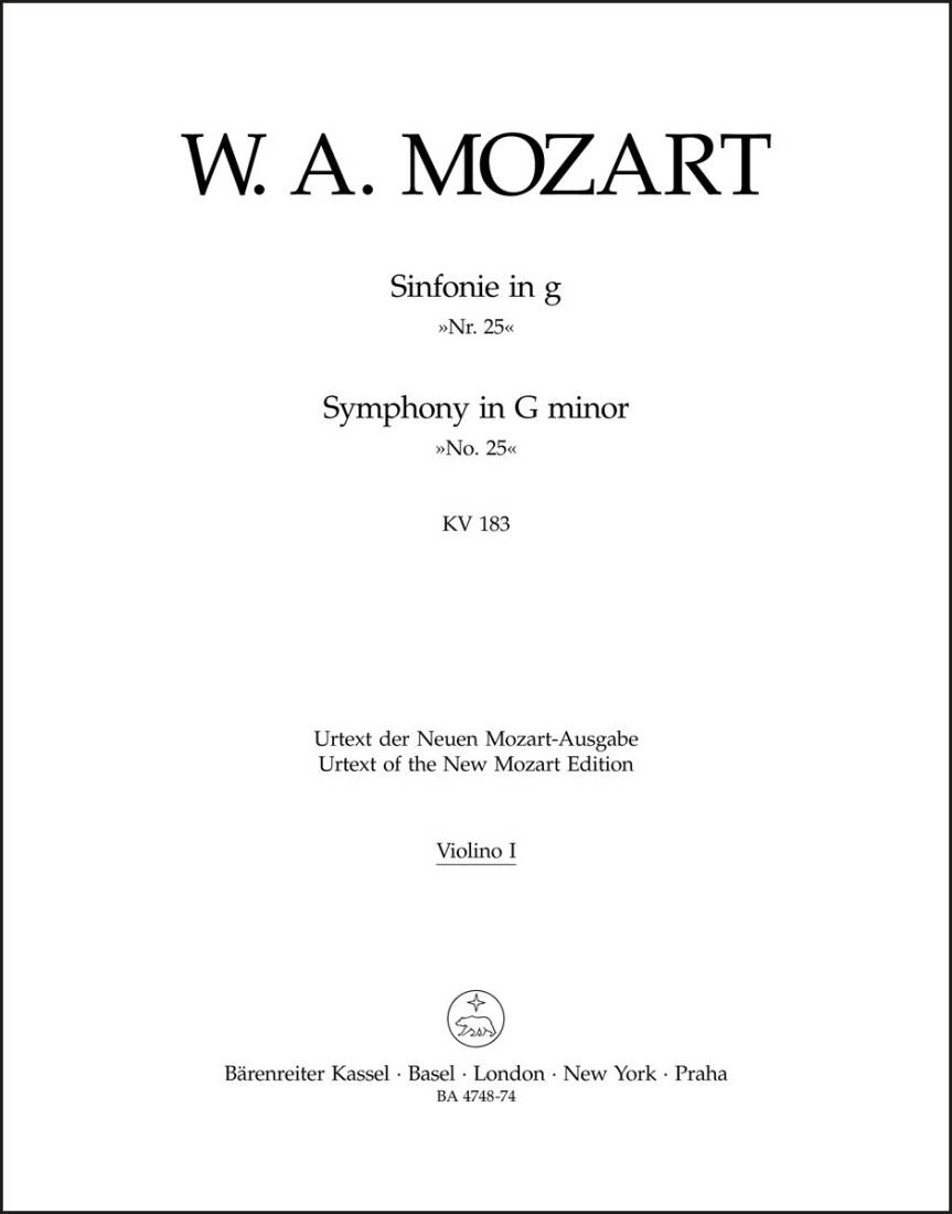 Symphony No. 25 in G Minor K. 183 - Mozart - Part, Urtext Edition
