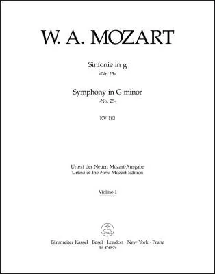Baerenreiter Verlag - Symphony No. 25 in G Minor K. 183 - Mozart - Part, Urtext Edition