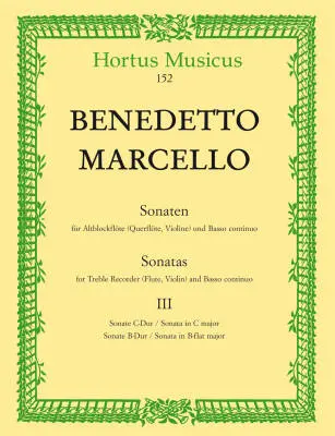 Baerenreiter Verlag - Sonatas for Treble Recorder (Flute, Violin) and Basso Continuo - Marcello - Performance Score, Set of Parts